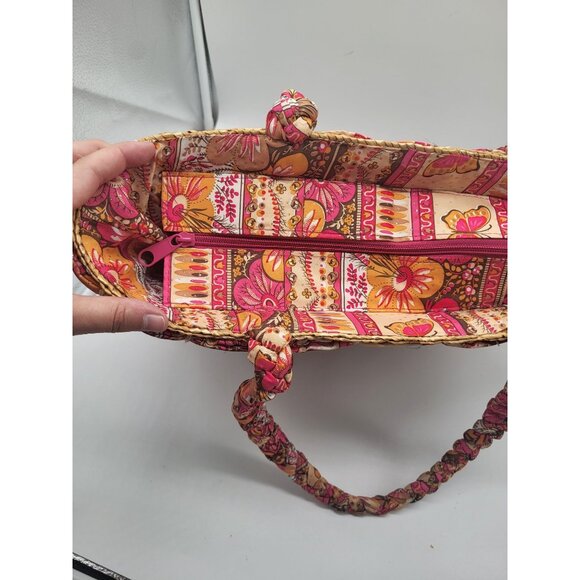 Cappelli Straworld Colorful Beach Tote Straw w/ Multicolor Fabric Boho Festival - Picture 8 of 10